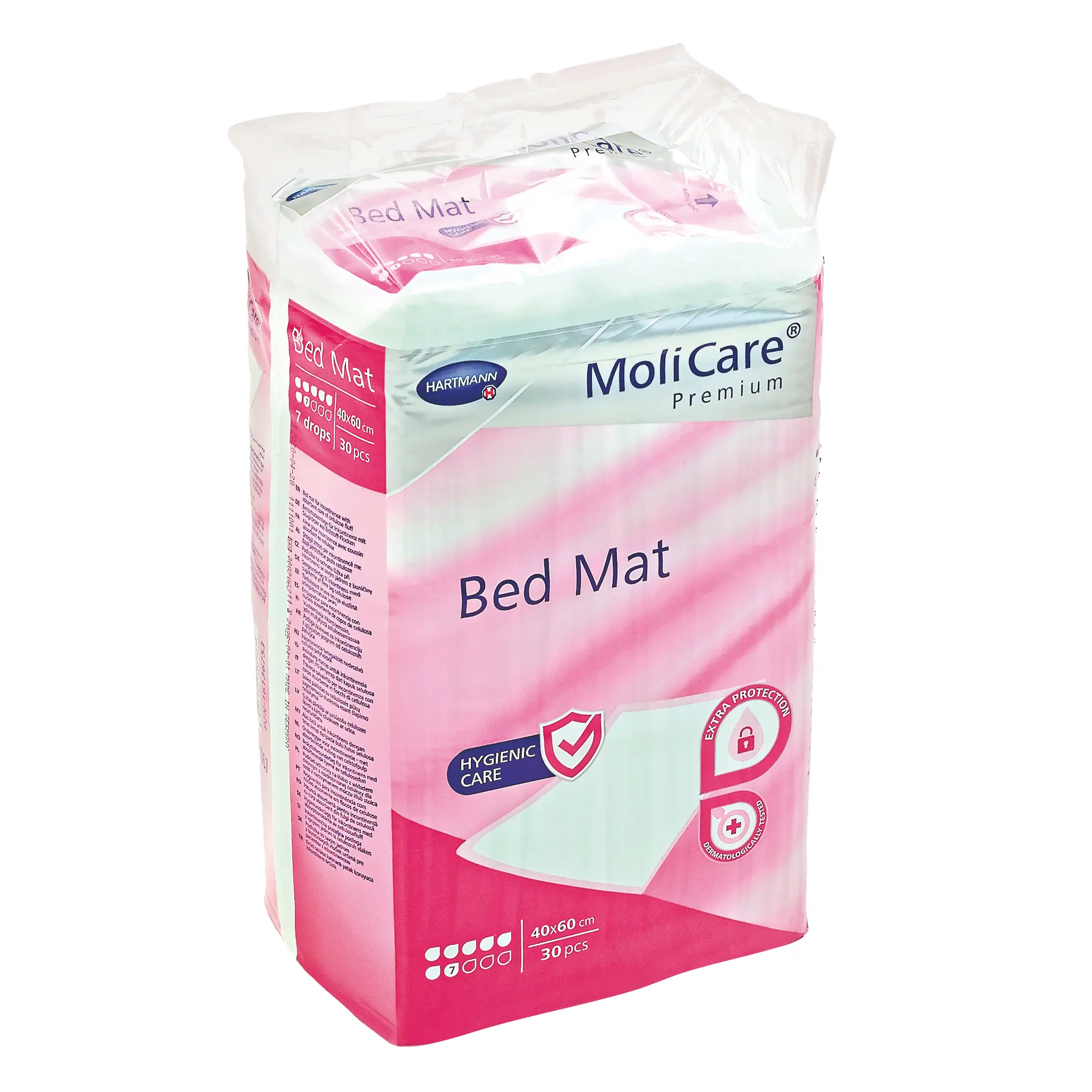 MoliCare Premium Bed Mat Hartmann MoliCare Premium Bed Mat 7 drops, pink | 60 x 60 cm | 4 x 30 pcs.